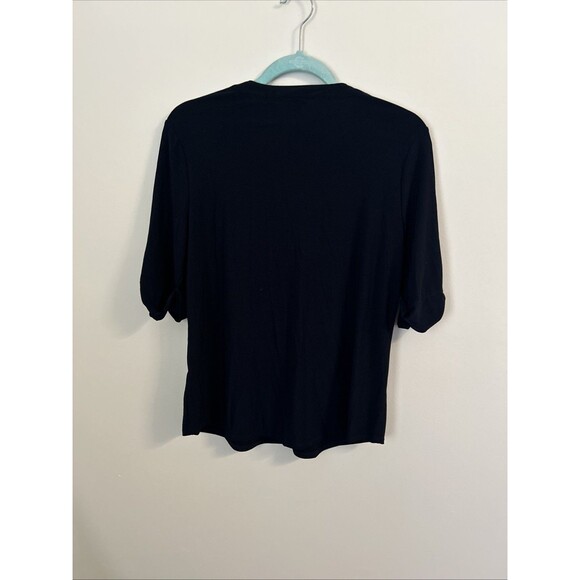 Anne Klein Black Mid-sleeve Top, Size Medium - Picture 6 of 7